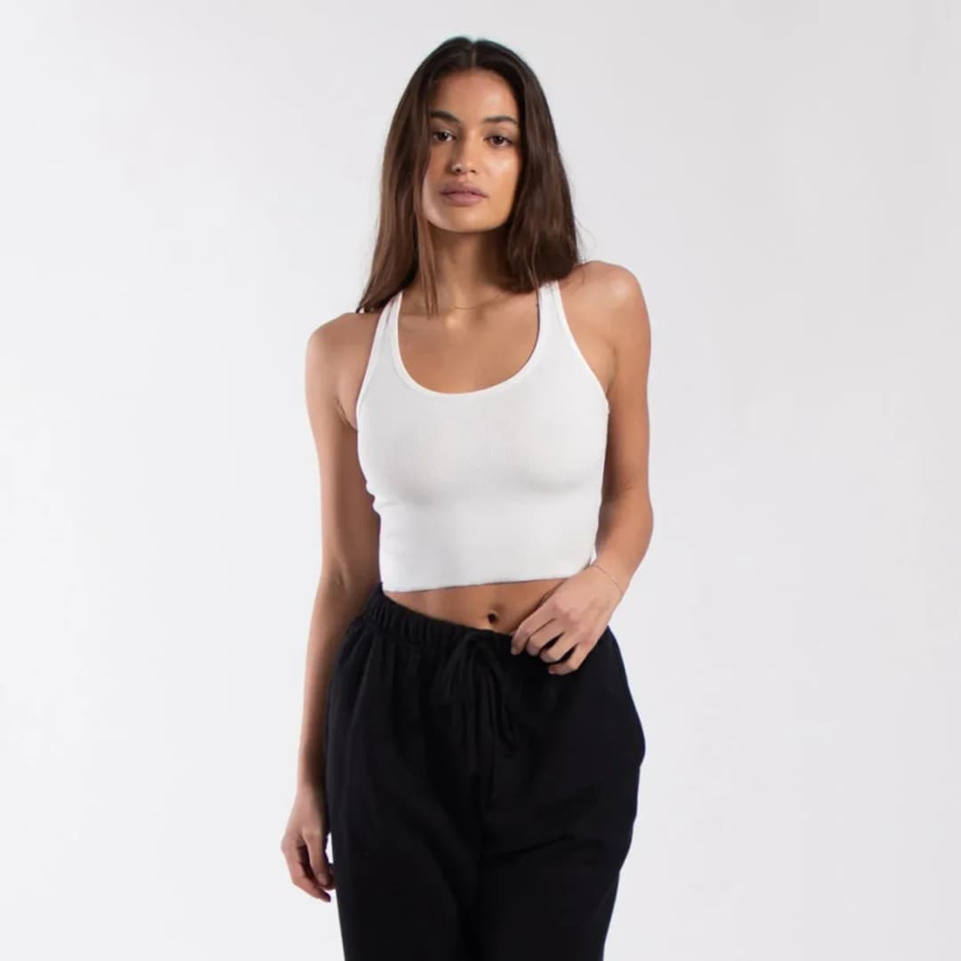 Ladies Ribbed Cropped Tank