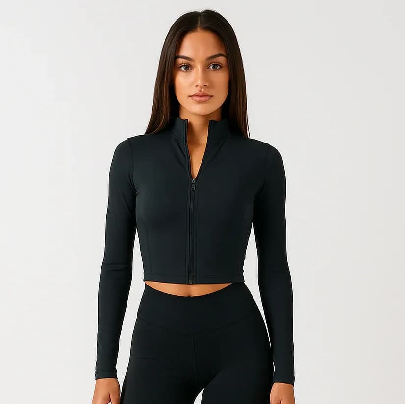 Ladies Lightweight Cropped Zipper Jacket