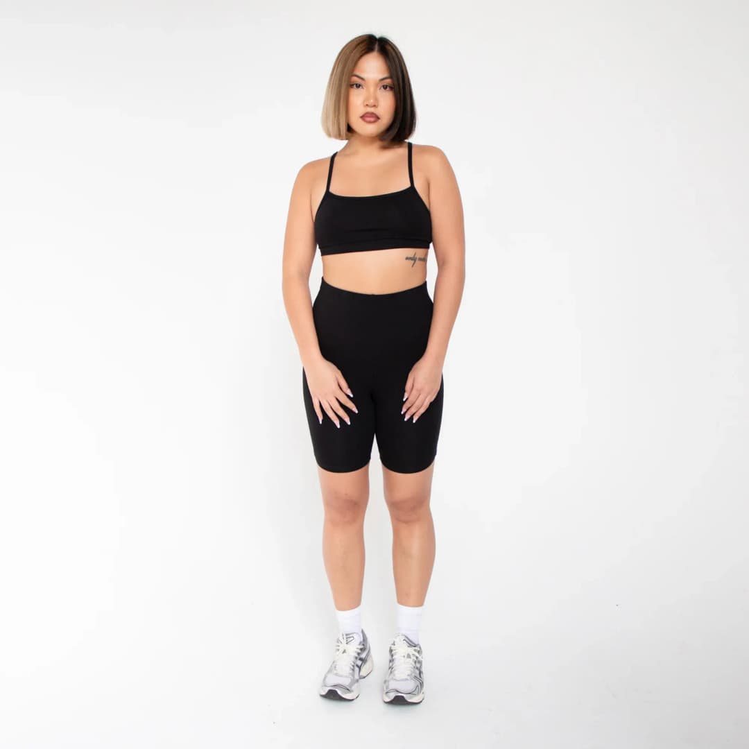 Ladies Long Yoga Shorts Cotton/Spandex